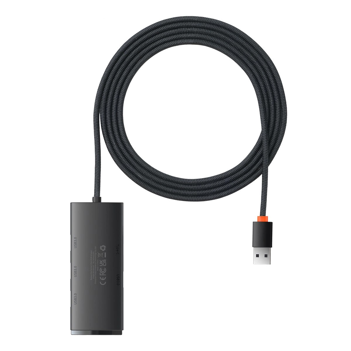 Baseus Lite Hub USB, 4 x USB-A 3.0 - 1 x USB-C, 2m, Negro WKQXX030201