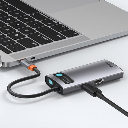 USB-C Hub Baseus Metal Gleam, 2 x USB-A - 1 x USB-C - 1 x HDMI, Gris CAHUB-CY0G