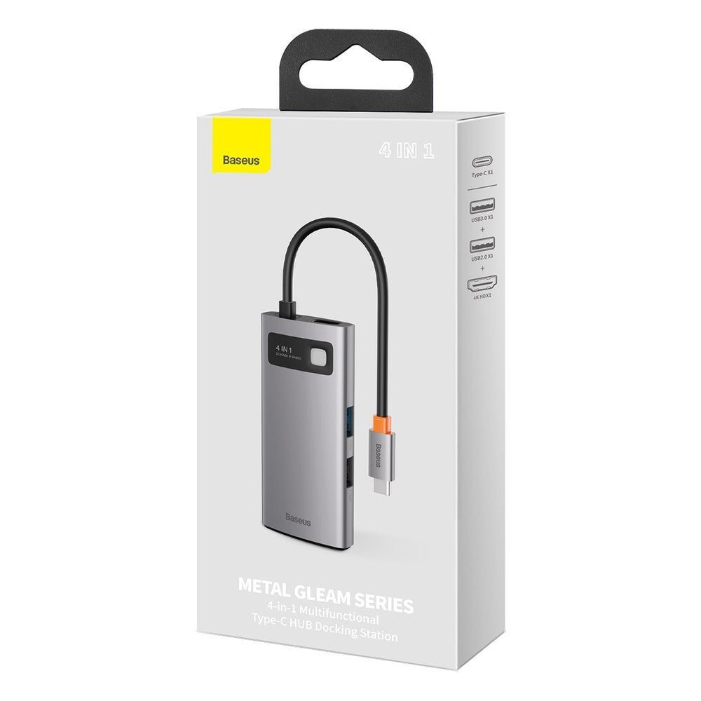 USB-C Hub Baseus Metal Gleam, 2 x USB-A - 1 x USB-C - 1 x HDMI, Gris CAHUB-CY0G