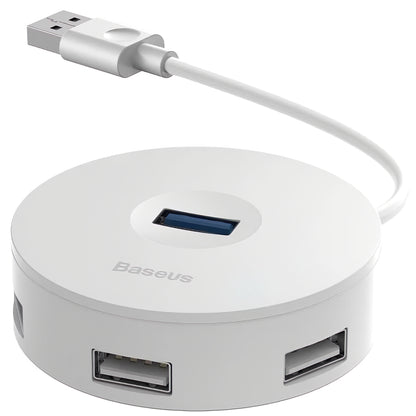 Baseus USB Hub Redondo, 3 x USB-A - 1 x USB-A 3.0, 0.1m, Blanco CAHUB-F02 