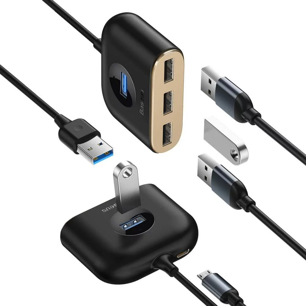 Hub USB Baseus Square, 1 x USB-A 3.0 - 3 x USB-A, Negro CAHUB-AY01