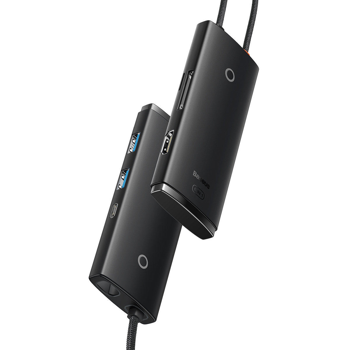 Hub USB-C Baseus, 2 x USB-A 3.0 - 1 x USB-C - 1 x HDMI - 1 x SD - 1 x microSD, Negro WKQX050001