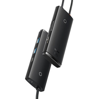 Hub USB-C Baseus, 2 x USB-A 3.0 - 1 x USB-C - 1 x HDMI - 1 x SD - 1 x microSD, Negro WKQX050001
