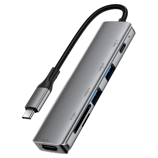 Hub USB-C Acefast J18, 6 en 1, Gris