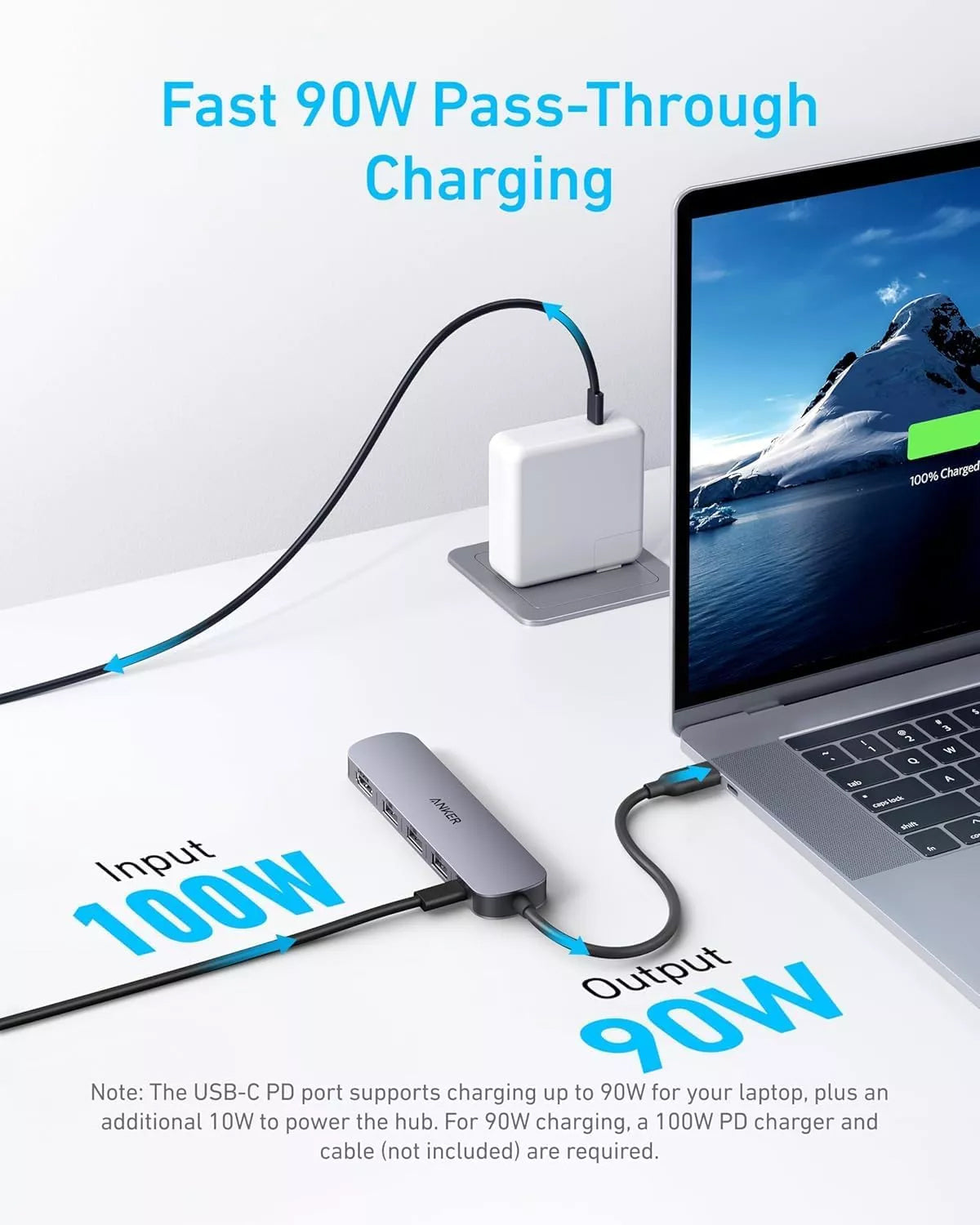 Hub USB-C Anker, 2 x USB-A - 1 x USB-A 3.0 - 1 x USB-C - 1 x HDMI, Gris A8357HA0