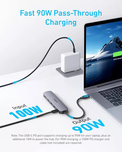 Hub USB-C Anker, 2 x USB-A - 1 x USB-A 3.0 - 1 x USB-C - 1 x HDMI, Gris A8357HA0