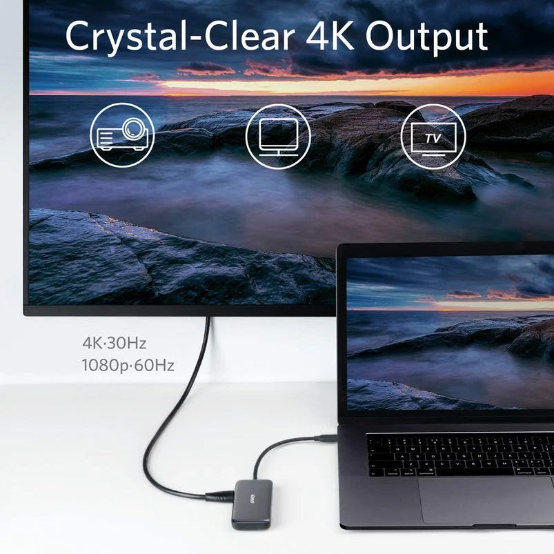Hub USB-C Anker, 2 x USB-A 3.0 - 1 x HDMI - 1 x SD - 1 x microSD, Negro A8334HA1
