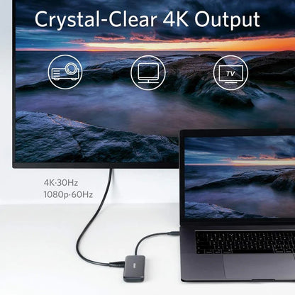Hub USB-C Anker, 2 x USB-A 3.0 - 1 x HDMI - 1 x SD - 1 x microSD, Negro A8334HA1