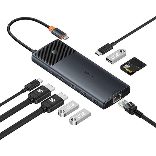 Hub USB-C Baseus Gleam II, 10en1, Negro B0114200