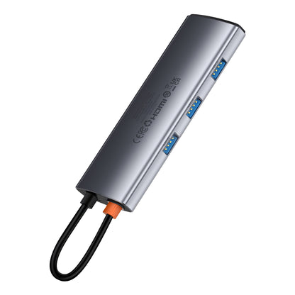 Baseus Joystar USB-C Hub, 3 x USB-A 3.0 - 1 x USB-C - 1 x HDMI - 1 x SD - 1 x microSD, Plata B0003070881111-00 