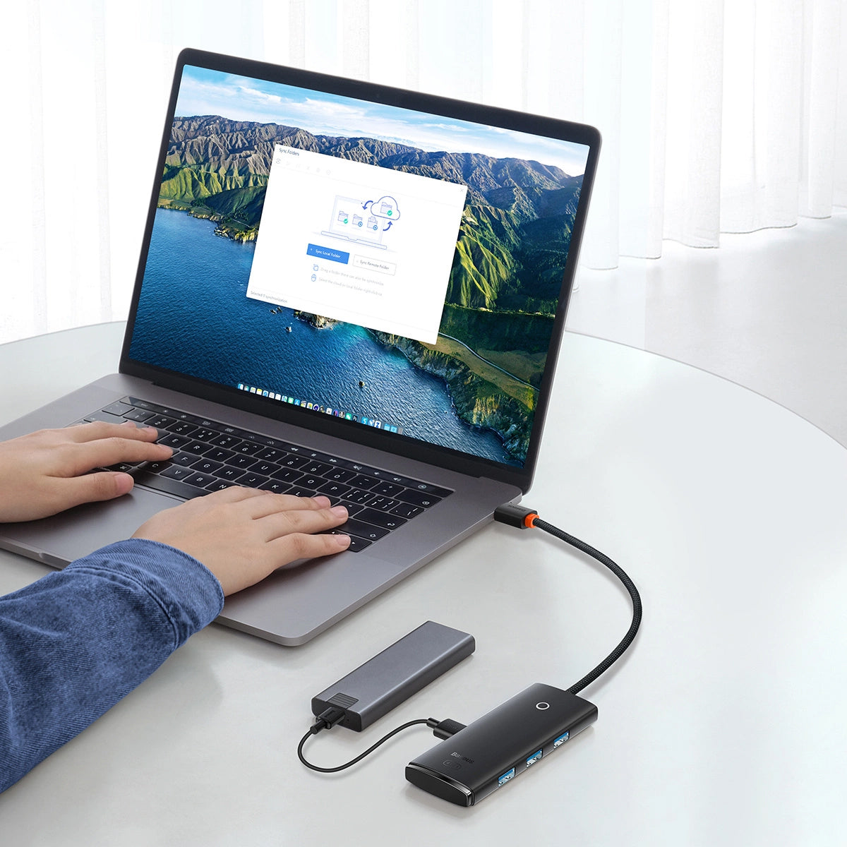 Baseus Lite USB-C Hub, 4 x USB-A 3.0 - 1 x USB-C, 0.25m, Negro WKQXX030301 