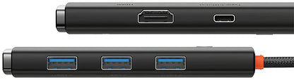 Hub USB-C Baseus Lite, 3 x USB-A 3.0 - 1 x USB-C - 1 x HDMI, 0.2m, Negru WKQX080201