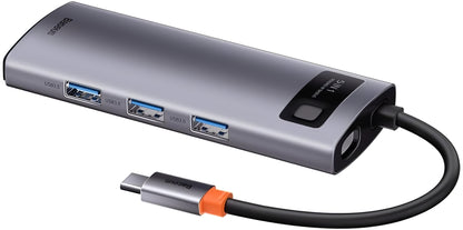 USB-C Hub Baseus Metal Gleam, 3 x USB-A - 1 x USB-C - 1 x HDMI, Gris WKWG020013 