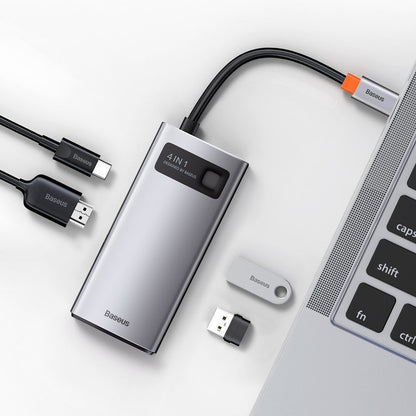 Hub USB-C Baseus Metal Gleam, 2 x USB-A - 1 x USB-C - 1 x HDMI, Gris Reacondicionado CAHUB-CY0G