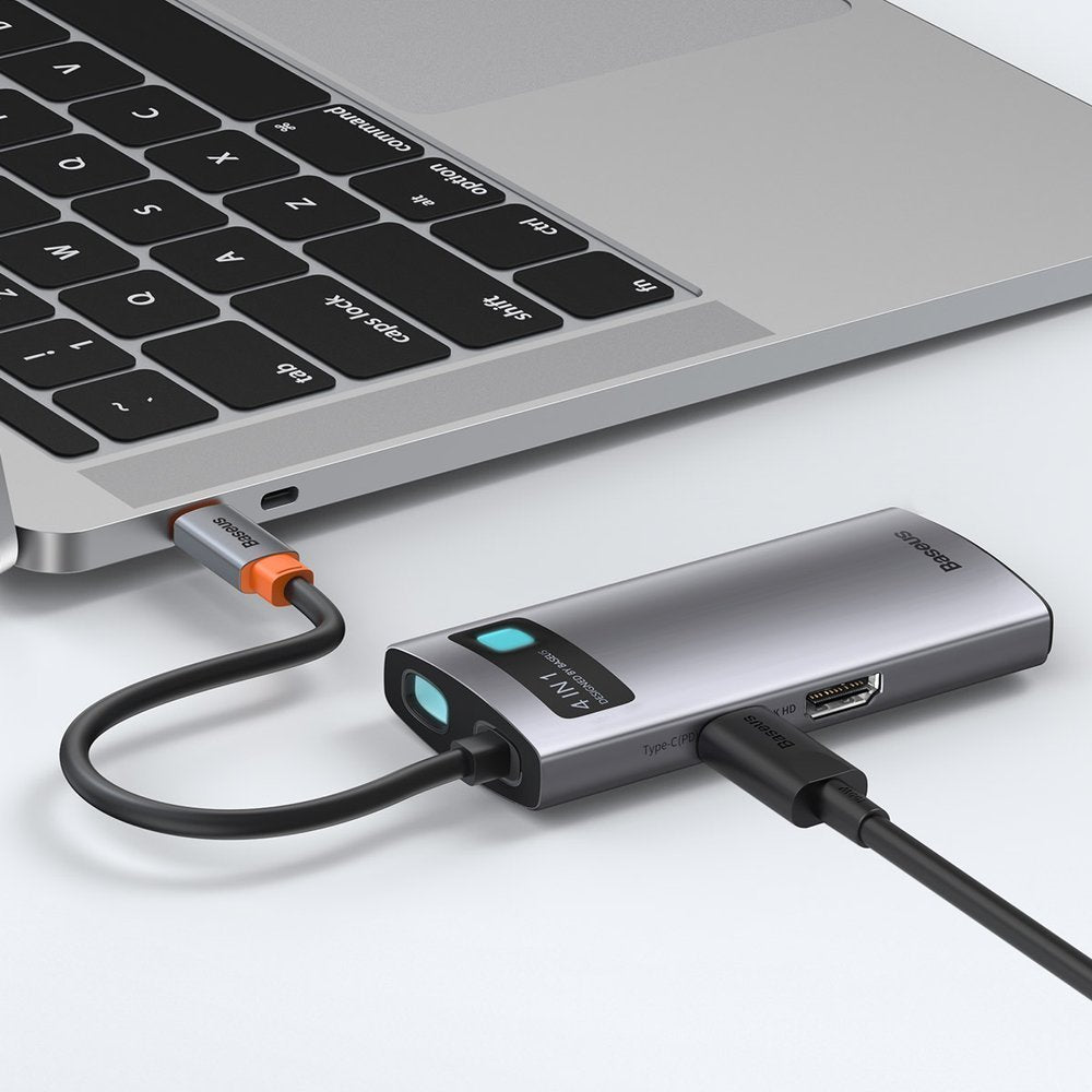 Hub USB-C Baseus Metal Gleam, 2 x USB-A - 1 x USB-C - 1 x HDMI, Gris Reacondicionado CAHUB-CY0G