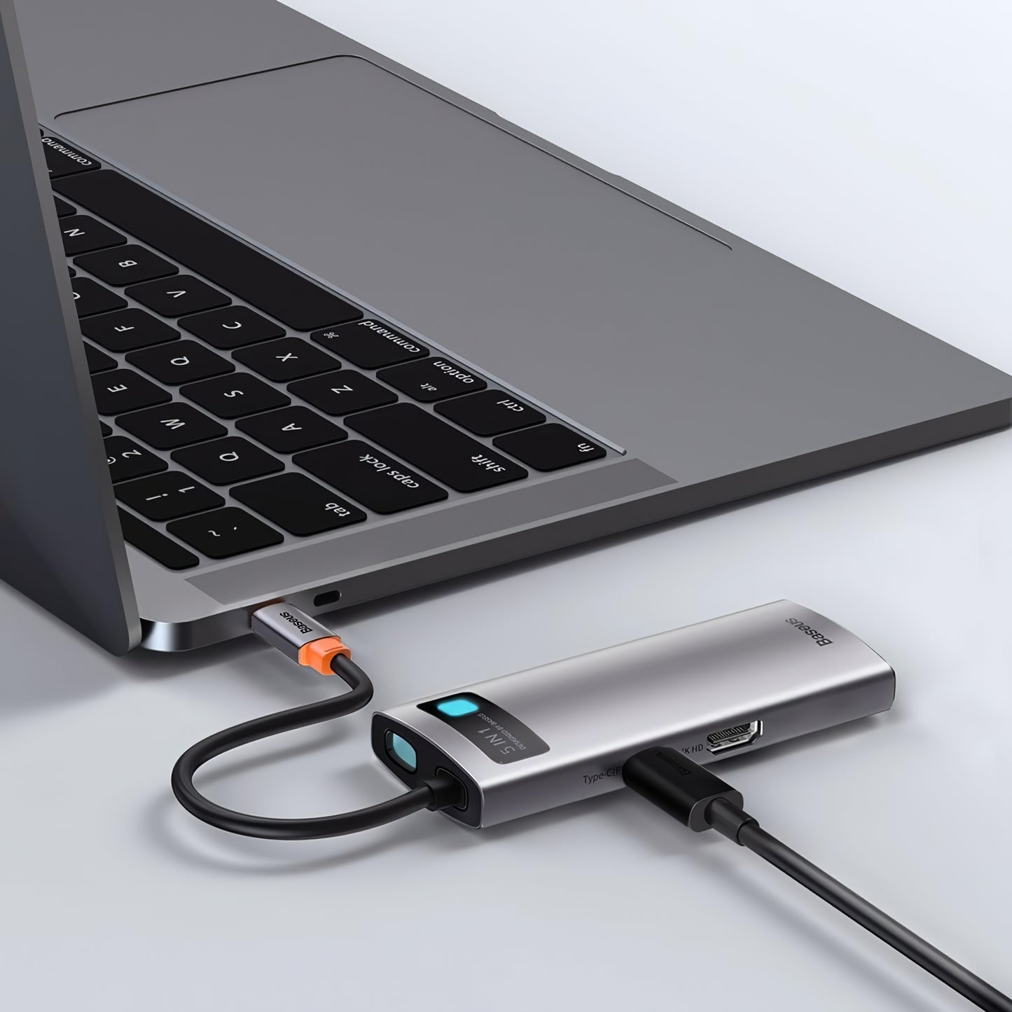 USB-C Hub Baseus Metal Gleam, 3 x USB-A - 1 x USB-C - 1 x HDMI, Gris WKWG020013 