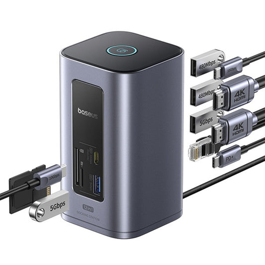 Hub USB-C Baseus NU1 Air Spacemate, 12 en 1, Gris B00061800123-00