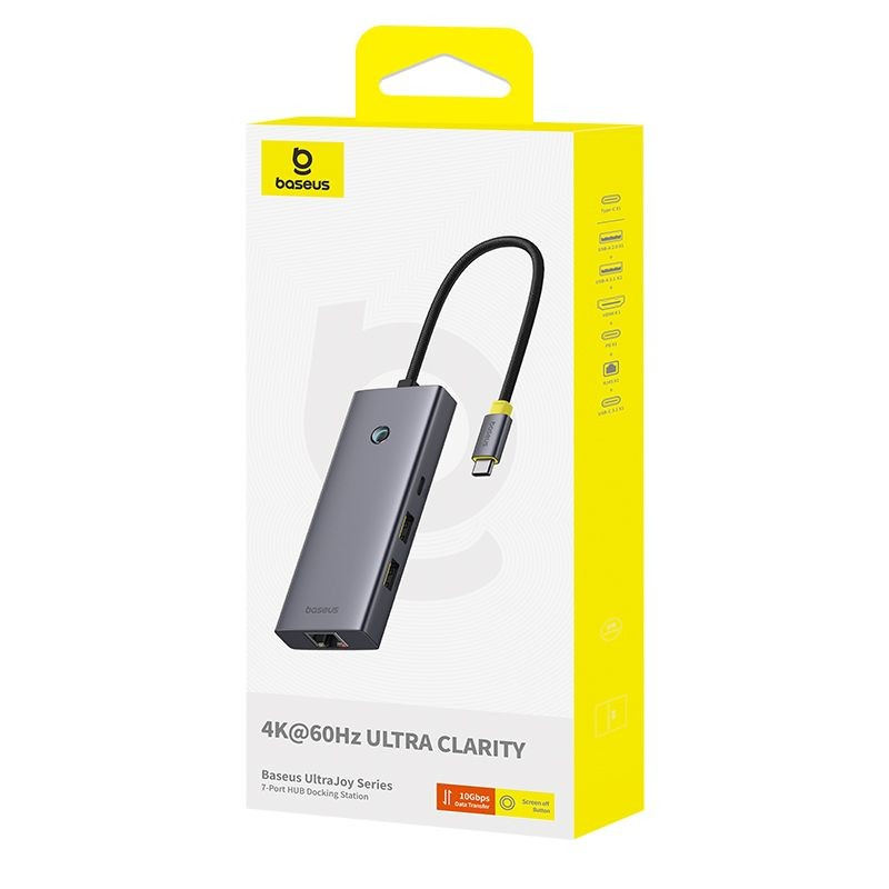 Hub USB-C Baseus UltraJoy, 3 x USB-A 3.0 - 1 x USB-C - 1 x HDMI - 1 x SD - 1 x microSD, Gris B00052803811-03