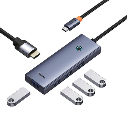 Baseus UltraJoy USB-C Hub, 4 x USB-A 3.0 - 1 x HDMI, Gris B00052809813-00 