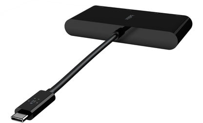 Hub USB-C Belkin Connect, 1 x USB-A 3.0 - 1 x HDMI - 1 x VGA - 1 x RJ45, Negro AVC005btBK