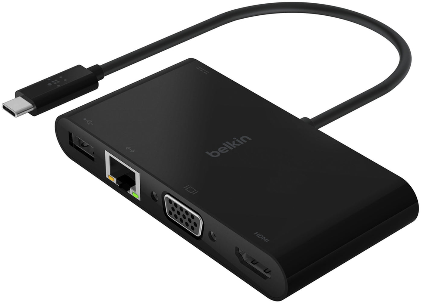 Hub USB-C Belkin Connect, 1 x USB-A 3.0 - 1 x USB-C - 1 x HDMI - 1 x VGA - 1 x RJ45, Negro AVC004btBK