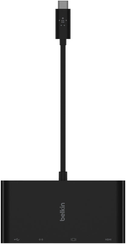 Hub USB-C Belkin Connect, 1 x USB-A 3.0 - 1 x HDMI - 1 x VGA - 1 x RJ45, Negro AVC005btBK