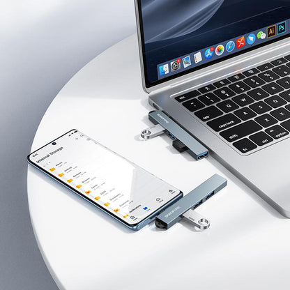 Hub USB-C Borofone FH1A, 4en1, Gris