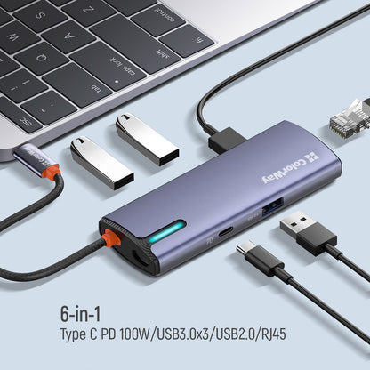 Hub USB-C ColorWay CW-HUB03, 6en1, Plateado