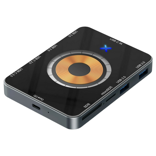 USB-C Hub with Wireless QI Charging OEM YC7209, 10in1, Gray