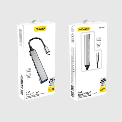 Hub USB-C Dudao A16T, 1 x USB-A 3.0 - 3 x USB-A, Negro