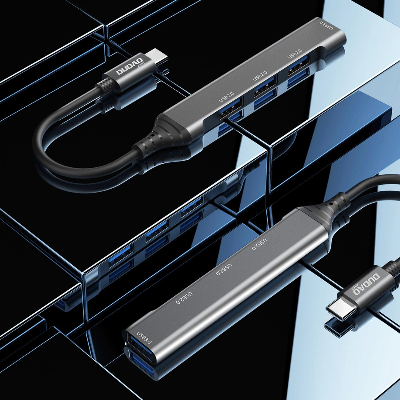 Concentrador USB-C Dudao A16T, 3 x USB-A - 1 x USB-A 3.0, Negro 