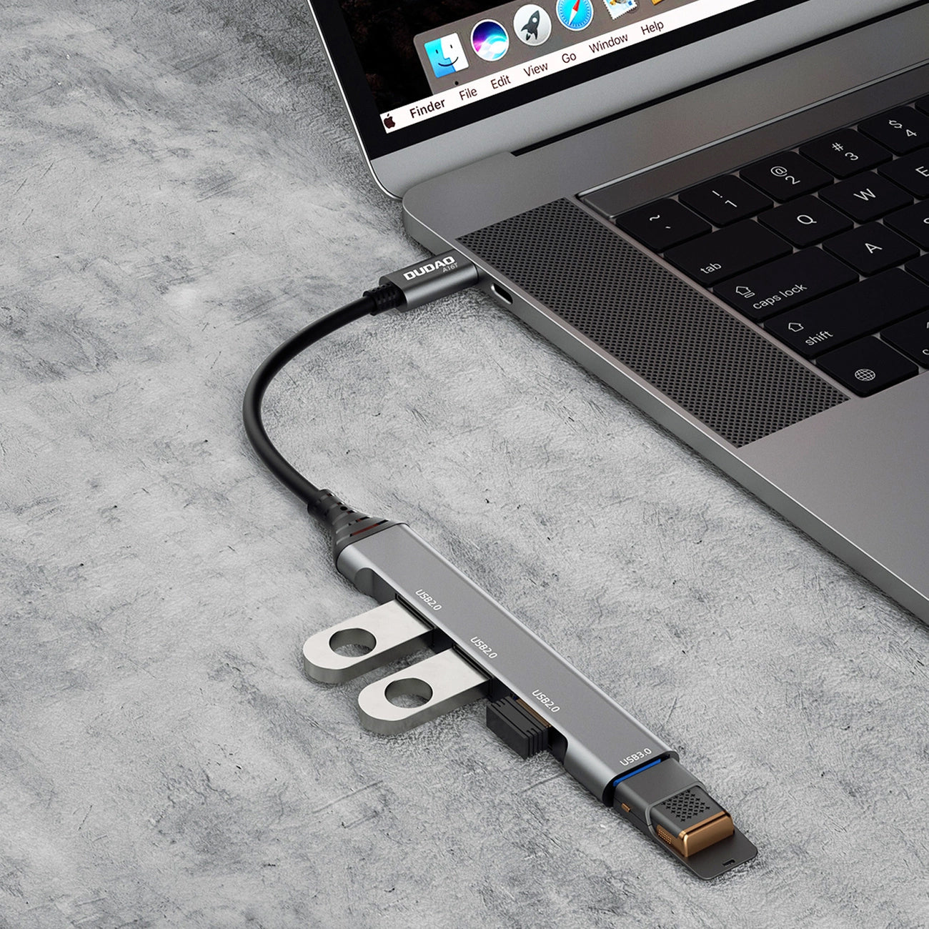 Hub USB-C Dudao A16T, 1 x USB-A 3.0 - 3 x USB-A, Negro