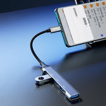 Hub USB-C Dudao A16T, 1 x USB-A 3.0 - 3 x USB-A, Negro