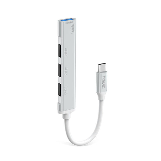 Hub USB-C HAVIT HB41, 4 en 1, Plateado