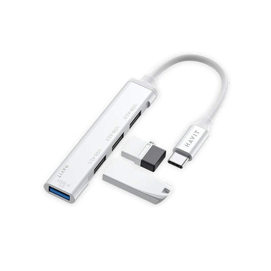 Hub USB-C HAVIT HB41, 4 en 1, Plateado