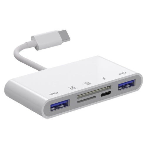 OEM USB-C Hub NK-1032TC, 2 x USB-A - 1 x USB-C - 1 x SD - 1 x microSD, Blanco 