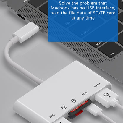 OEM USB-C Hub NK-1032TC, 2 x USB-A - 1 x USB-C - 1 x SD - 1 x microSD, Blanco 