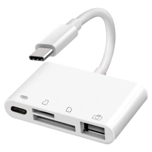 USB-C Hub OEM NK108LTC, 1 x USB-A - 1 x USB-C - 1 x SD - 1 x microSD, Blanco 