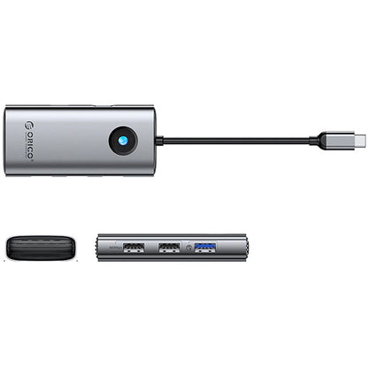 Hub USB-C Orico PW11-5P, 1 x USB-A 3.0 - 2 x USB-A - 1 x USB-C - 1 x HDMI, Gris