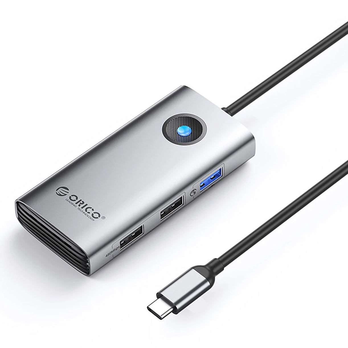 Hub USB-C Orico PW11-5P, 1 x USB-A 3.0 - 2 x USB-A - 1 x USB-C - 1 x HDMI, Gris
