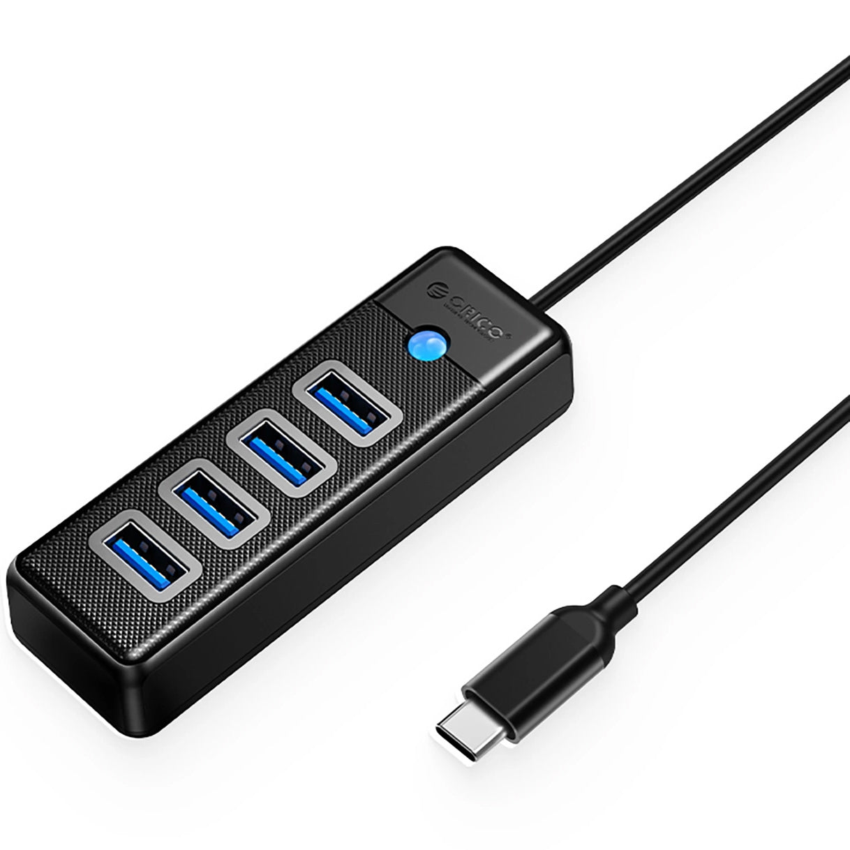 Hub USB-C Orico PW4U-C3, 4 x USB-A 3.0, Negro