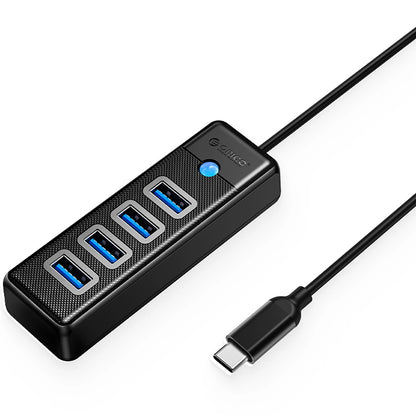 Hub USB-C Orico PW4U-C3, 4 x USB-A 3.0, Negro
