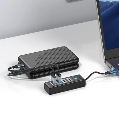Hub USB-C Orico PW4U-C3, 4 x USB-A 3.0, Negro