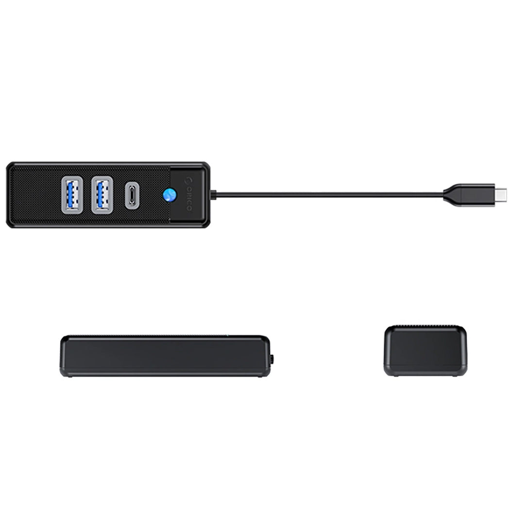 Hub USB-C Orico PWC2U-C3, 2 x USB-A 3.0 - 1 x USB-C, Negro