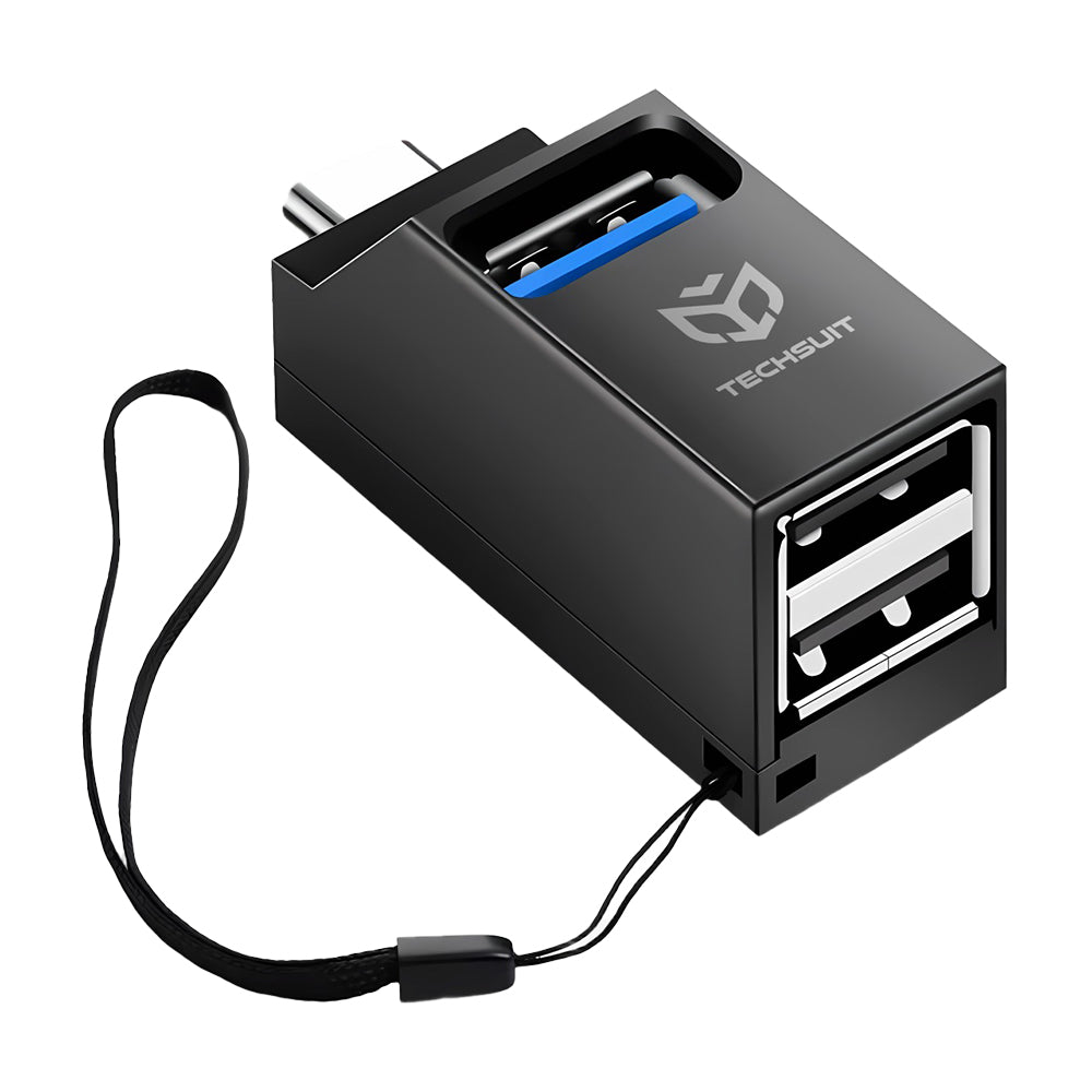 Hub USB-C Techsuit H10 EchoLink, 3 en 1, Negro