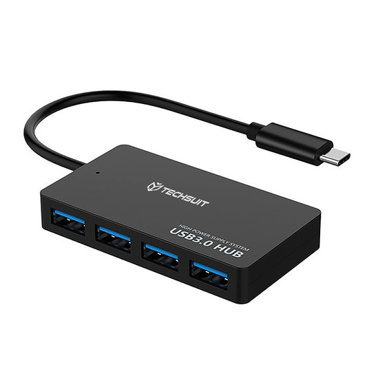 Hub USB-C Techsuit H16 QuantumNode, 4 en 1, Negro