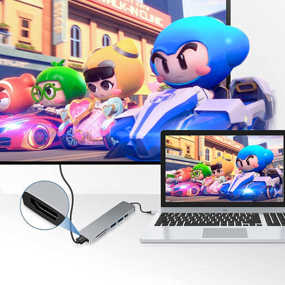 Hub USB-C Techsuit H5 TurboChargeX, 6 en 1, Gris