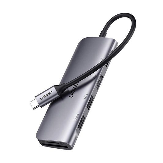 UGREEN CM195 USB-C Hub (15214), 2 x USB-A 3.0 - 1 x USB-C - 1 x HDMI - 1 x SD - 1 x microSD, Gray