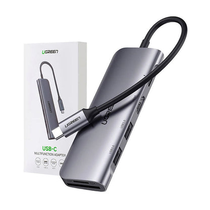 UGREEN CM195 USB-C Hub (15214), 2 x USB-A 3.0 - 1 x USB-C - 1 x HDMI - 1 x SD - 1 x microSD, Gray