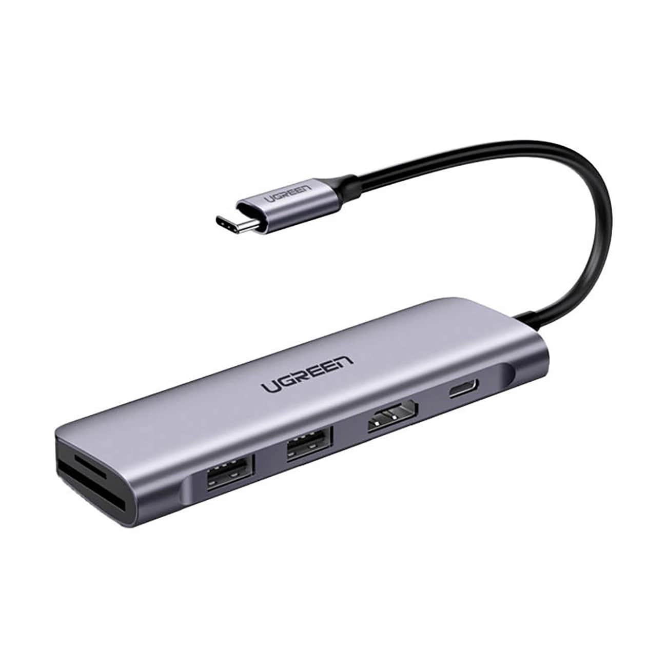 UGREEN CM195 USB-C Hub (15214), 2 x USB-A 3.0 - 1 x USB-C - 1 x HDMI - 1 x SD - 1 x microSD, Gray